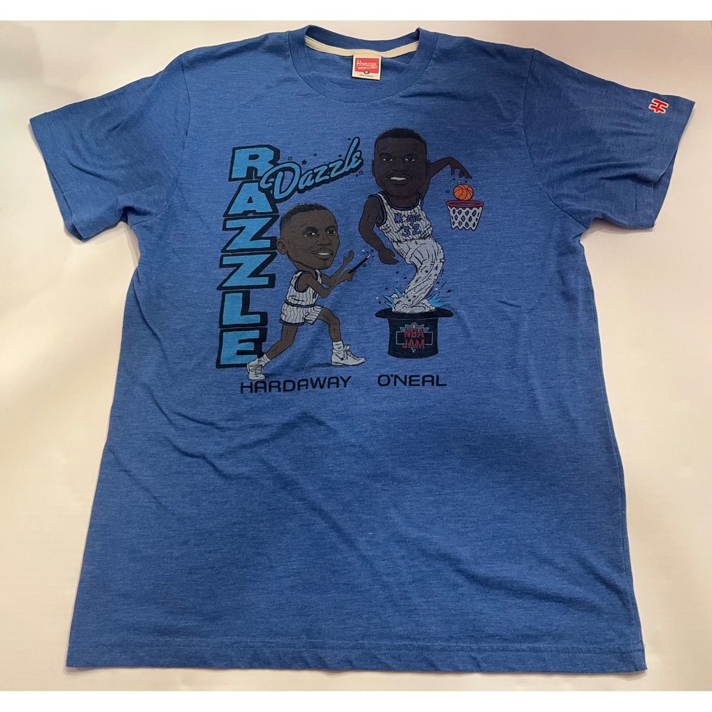 Homage NBA Jam Razzle Dazzle Shirt Medium Blue Shaq Penny Hardaway Orlando Magic